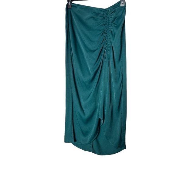 & Other Stories green gathered satin midi skirt - Picture 10 of 11